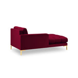 Mamaia 2-Sitzer Chaiselongue Linke Seite, Beine Goldmetall, mit Bezug aus Samt (Blu59) in Rot, 185x102 cm – Bild 4