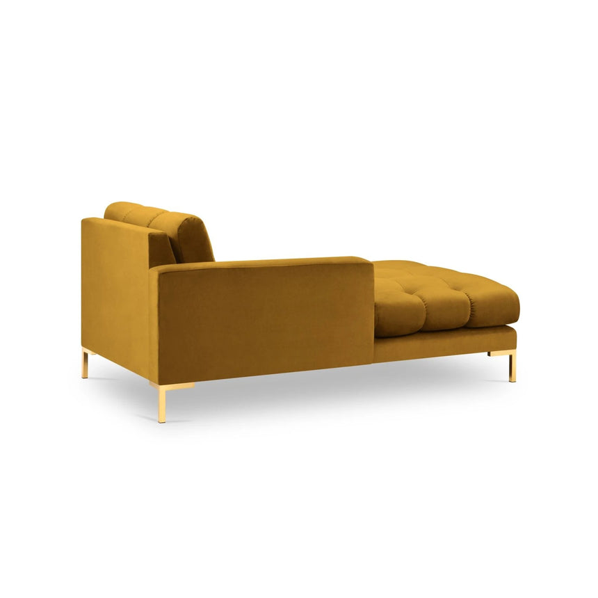 Mamaia 2-Sitzer Chaiselongue Linke Seite, Beine Goldmetall, mit Bezug aus Samt (Blu68) in Gelb, 185x102 cm – Bild 4