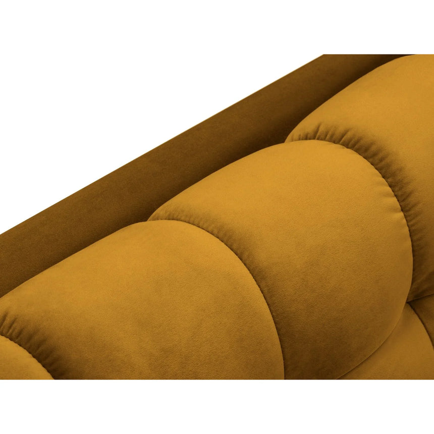 Mamaia 2-Sitzer Chaiselongue Linke Seite, Beine Goldmetall, mit Bezug aus Samt (Blu68) in Gelb, 185x102 cm – Bild 6