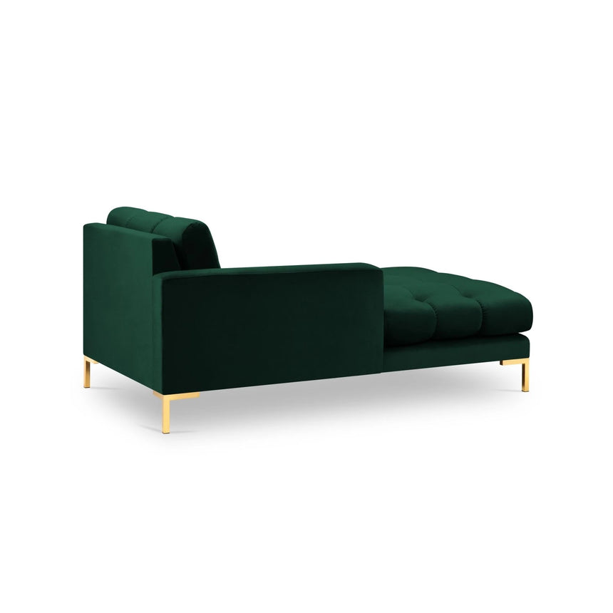 Mamaia 2-Sitzer Chaiselongue Linke Seite, Beine Goldmetall, mit Bezug aus Samt (Blu78) in Flaschengrün, 185x102 cm – Bild 4