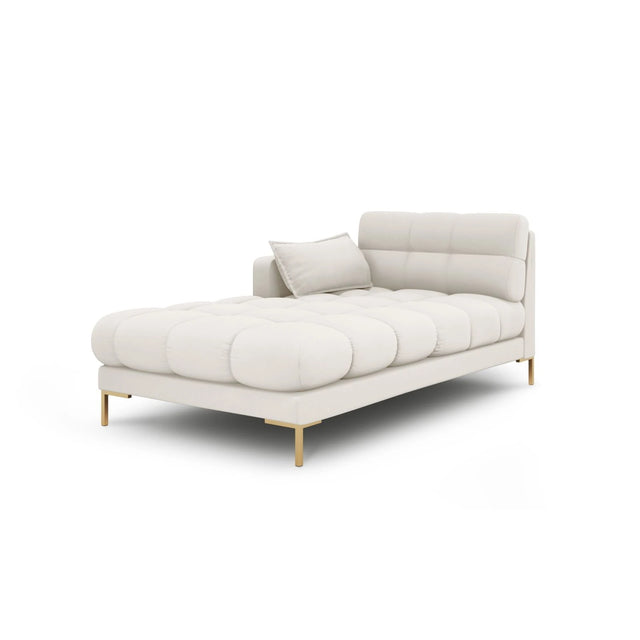 Mamaia 2-Sitzer Chaiselongue Linke Seite, Beine Goldmetall, mit Bezug aus Samt oder Strukturstoff, 185x102 cm – Bild 1