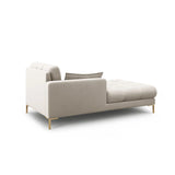 Mamaia 2-Sitzer Chaiselongue Linke Seite, Beine Goldmetall, mit Bezug aus Strukturierter Stoff (Nev04) in Beige, 185x102 cm – Bild 3