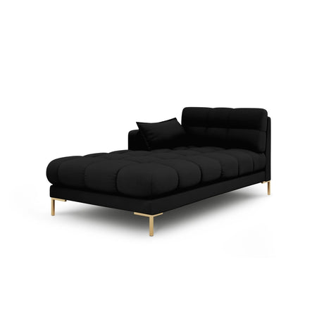 Mamaia 2-Sitzer Chaiselongue Linke Seite, Beine Goldmetall, mit Bezug aus Strukturierter Stoff (Nev100) in Schwarz, 185x102 cm – Bild 1
