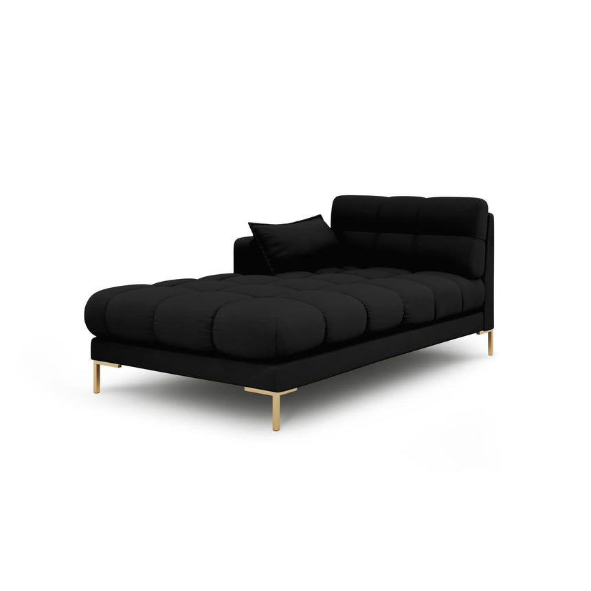 Mamaia 2-Sitzer Chaiselongue Linke Seite, Beine Goldmetall, mit Bezug aus Strukturierter Stoff (Nev100) in Schwarz, 185x102 cm – Bild 1