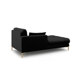 Mamaia 2-Sitzer Chaiselongue Linke Seite, Beine Goldmetall, mit Bezug aus Strukturierter Stoff (Nev100) in Schwarz, 185x102 cm – Bild 3