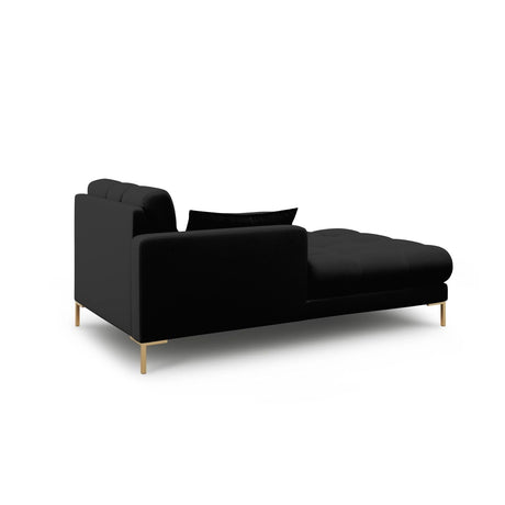 Mamaia 2-Sitzer Chaiselongue Linke Seite, Beine Goldmetall, mit Bezug aus Strukturierter Stoff (Nev100) in Schwarz, 185x102 cm – Bild 3