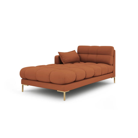 Mamaia 2-Sitzer Chaiselongue Linke Seite, Beine Goldmetall, mit Bezug aus Strukturierter Stoff (Nev52) in Ziegel, 185x102 cm – Bild 1