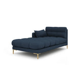 Mamaia 2-Sitzer Chaiselongue Linke Seite, Beine Goldmetall, mit Bezug aus Strukturierter Stoff (Nev77) in Blau, 185x102 cm – Bild 1