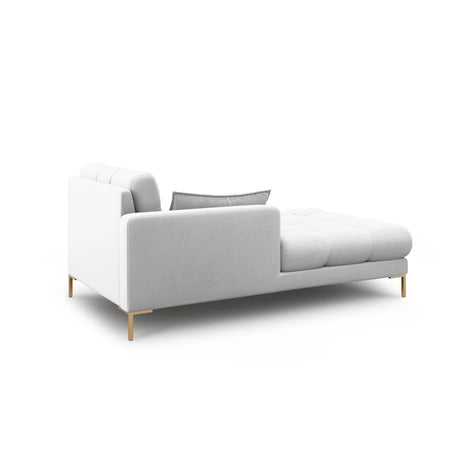 Mamaia 2-Sitzer Chaiselongue Linke Seite, Beine Goldmetall, mit Bezug aus Strukturierter Stoff (Nev80) in Hellgrau, 185x102 cm – Bild 3