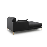 Mamaia 2-Sitzer Chaiselongue Linke Seite, Beine Goldmetall, mit Bezug aus Strukturierter Stoff (Nev97) in Dunkelgrau, 185x102 cm – Bild 3