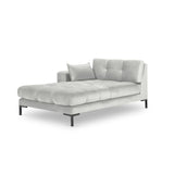 Mamaia 2-Sitzer Chaiselongue Linke Seite, Metallbeine Schwarz, mit Bezug aus Samt (Blu03) in Silber, 185x102 cm – Bild 1