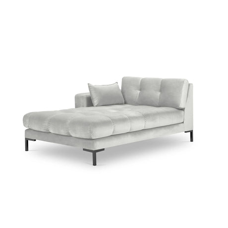 Mamaia 2-Sitzer Chaiselongue Linke Seite, Metallbeine Schwarz, mit Bezug aus Samt (Blu03) in Silber, 185x102 cm – Bild 1