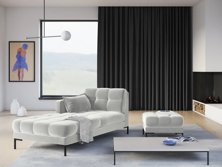 Mamaia 2-Sitzer Chaiselongue Linke Seite, Metallbeine Schwarz, mit Bezug aus Samt (Blu03) in Silber, 185x102 cm – Bild 2