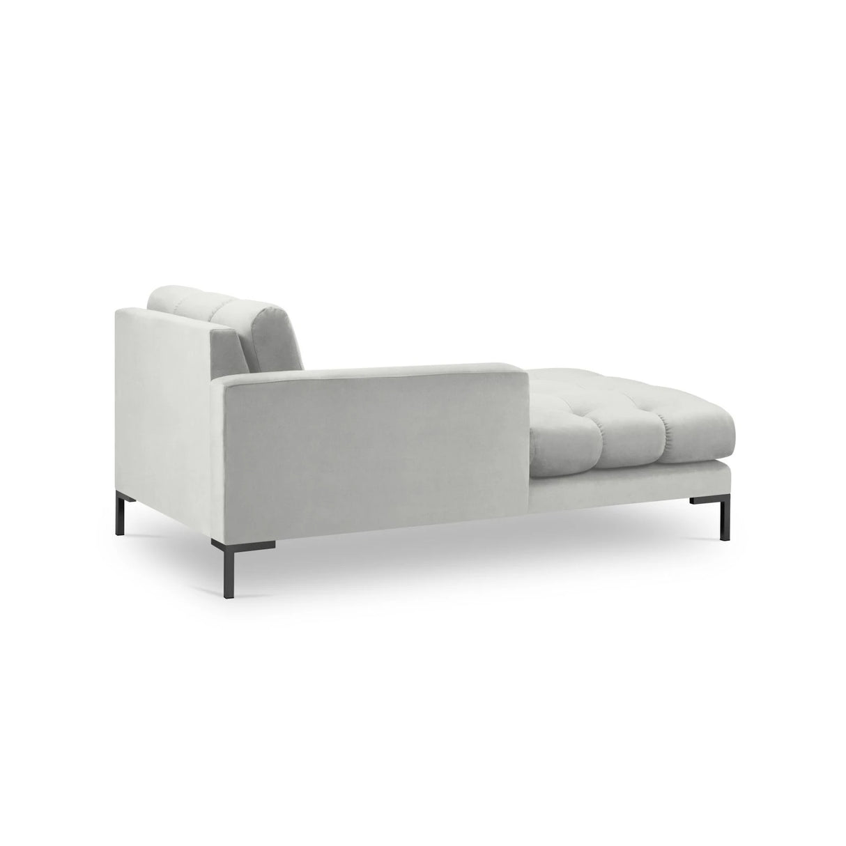 Mamaia 2-Sitzer Chaiselongue Linke Seite, Metallbeine Schwarz, mit Bezug aus Samt (Blu03) in Silber, 185x102 cm – Bild 4