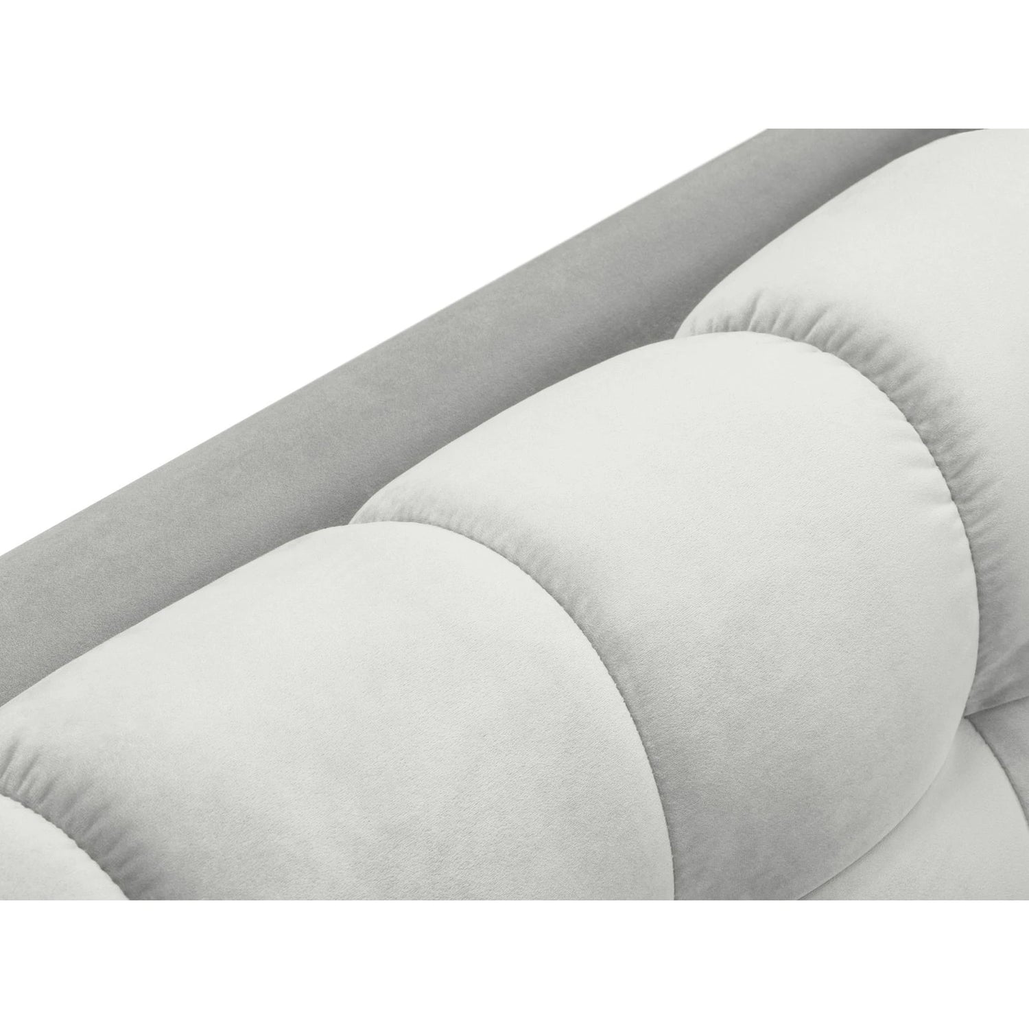 Mamaia 2-Sitzer Chaiselongue Linke Seite, Metallbeine Schwarz, mit Bezug aus Samt (Blu03) in Silber, 185x102 cm – Bild 6
