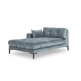 Mamaia 2-Sitzer Chaiselongue Linke Seite, Metallbeine Schwarz, mit Bezug aus Samt (Blu06) in Hellblau, 185x102 cm – Bild 1