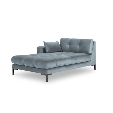 Mamaia 2-Sitzer Chaiselongue Linke Seite, Metallbeine Schwarz, mit Bezug aus Samt (Blu06) in Hellblau, 185x102 cm – Bild 1