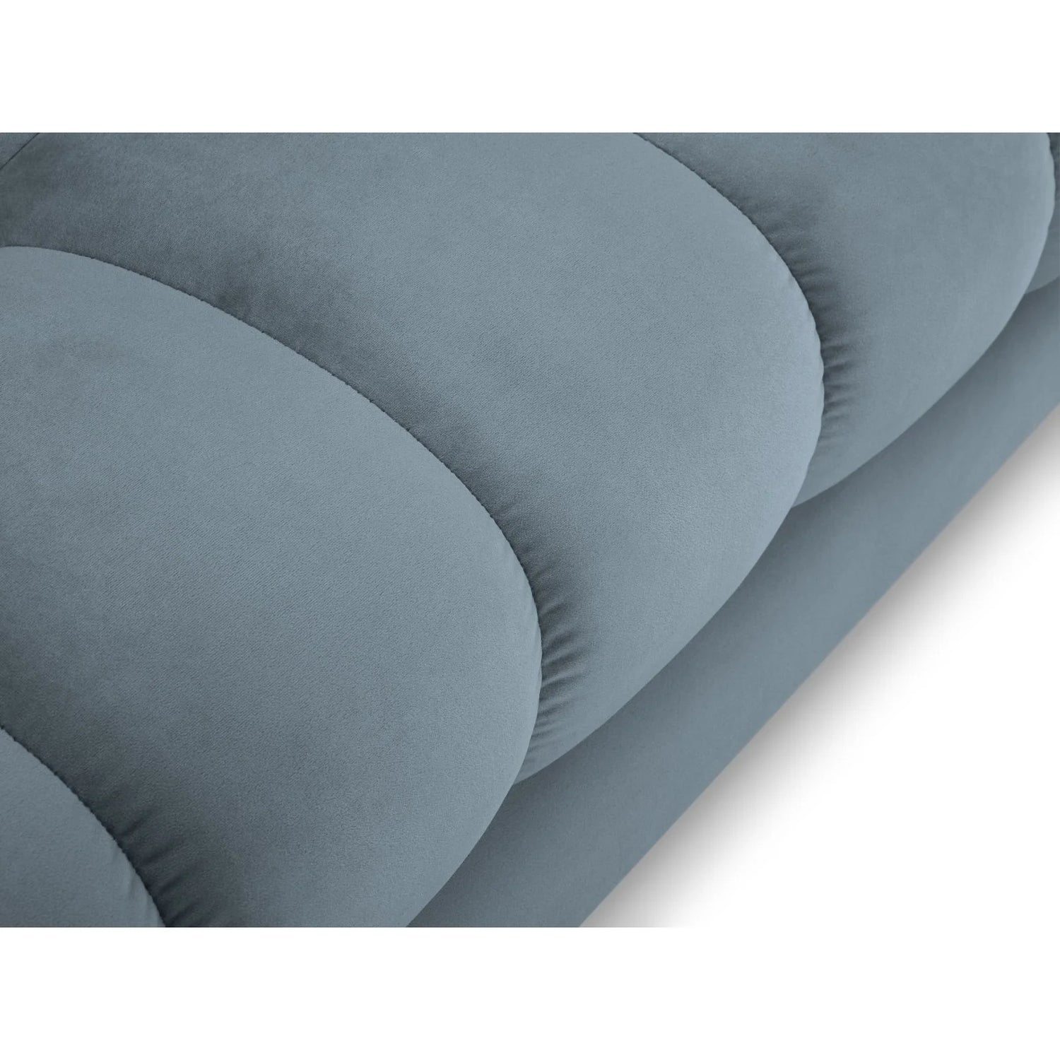 Mamaia 2-Sitzer Chaiselongue Linke Seite, Metallbeine Schwarz, mit Bezug aus Samt (Blu06) in Hellblau, 185x102 cm – Bild 5