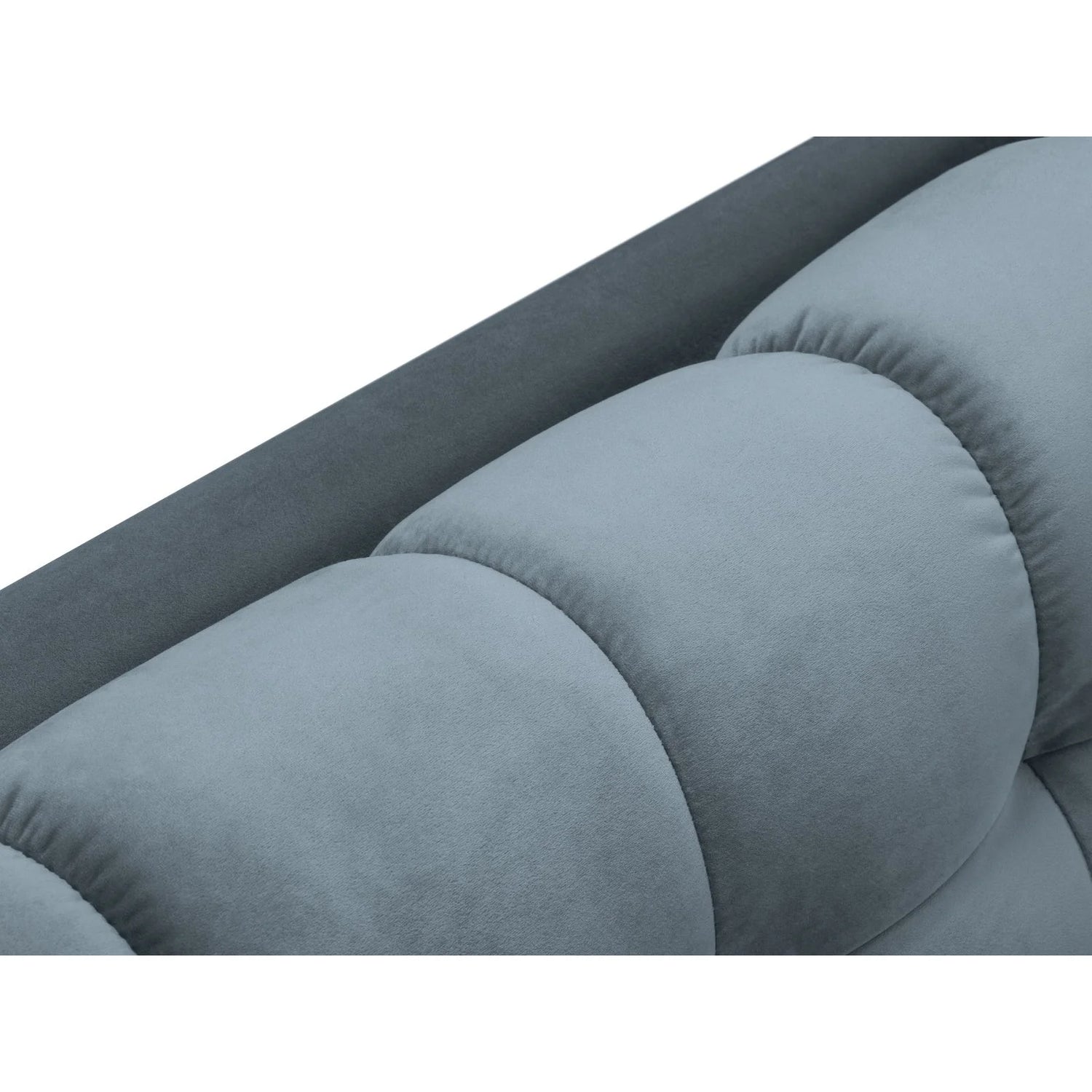 Mamaia 2-Sitzer Chaiselongue Linke Seite, Metallbeine Schwarz, mit Bezug aus Samt (Blu06) in Hellblau, 185x102 cm – Bild 6