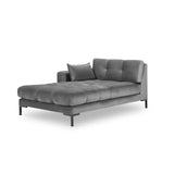 Mamaia 2-Sitzer Chaiselongue Linke Seite, Metallbeine Schwarz, mit Bezug aus Samt (Blu13) in Hellgrau, 185x102 cm – Bild 1