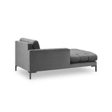 Mamaia 2-Sitzer Chaiselongue Linke Seite, Metallbeine Schwarz, mit Bezug aus Samt (Blu13) in Hellgrau, 185x102 cm – Bild 4