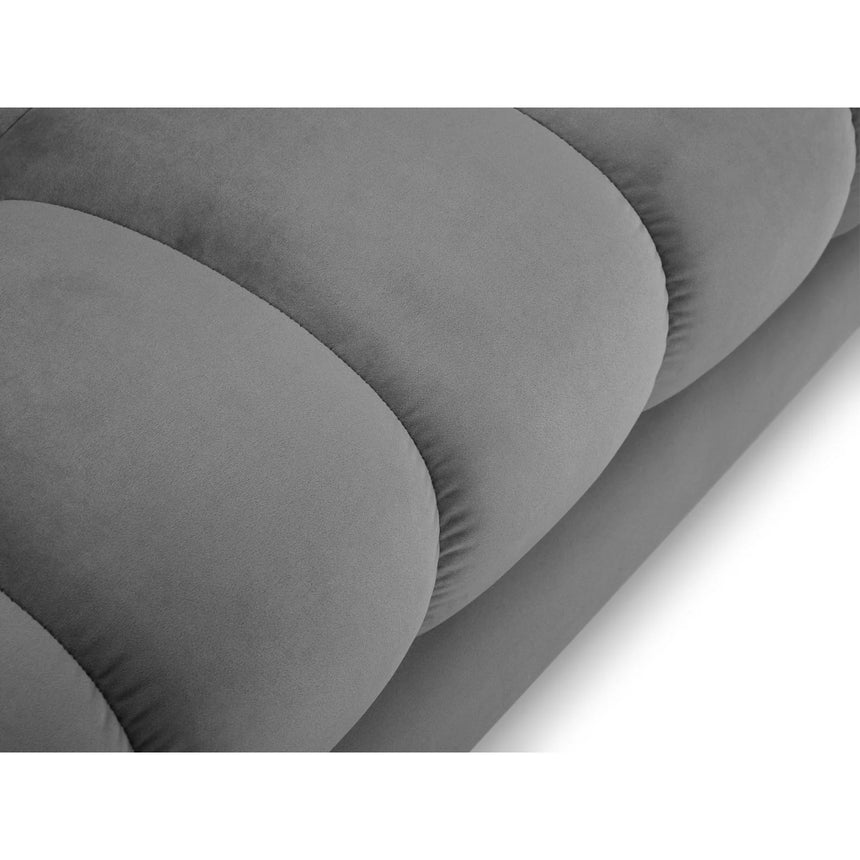 Mamaia 2-Sitzer Chaiselongue Linke Seite, Metallbeine Schwarz, mit Bezug aus Samt (Blu13) in Hellgrau, 185x102 cm – Bild 5