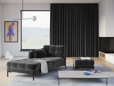 Mamaia 2-Sitzer Chaiselongue Linke Seite, Metallbeine Schwarz, mit Bezug aus Samt (Blu18) in Dunkelgrau, 185x102 cm – Bild 2