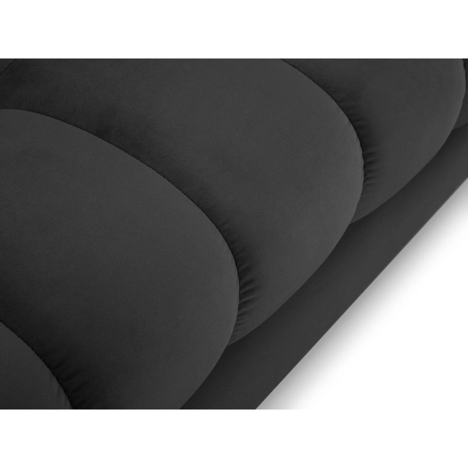 Mamaia 2-Sitzer Chaiselongue Linke Seite, Metallbeine Schwarz, mit Bezug aus Samt (Blu18) in Dunkelgrau, 185x102 cm – Bild 5