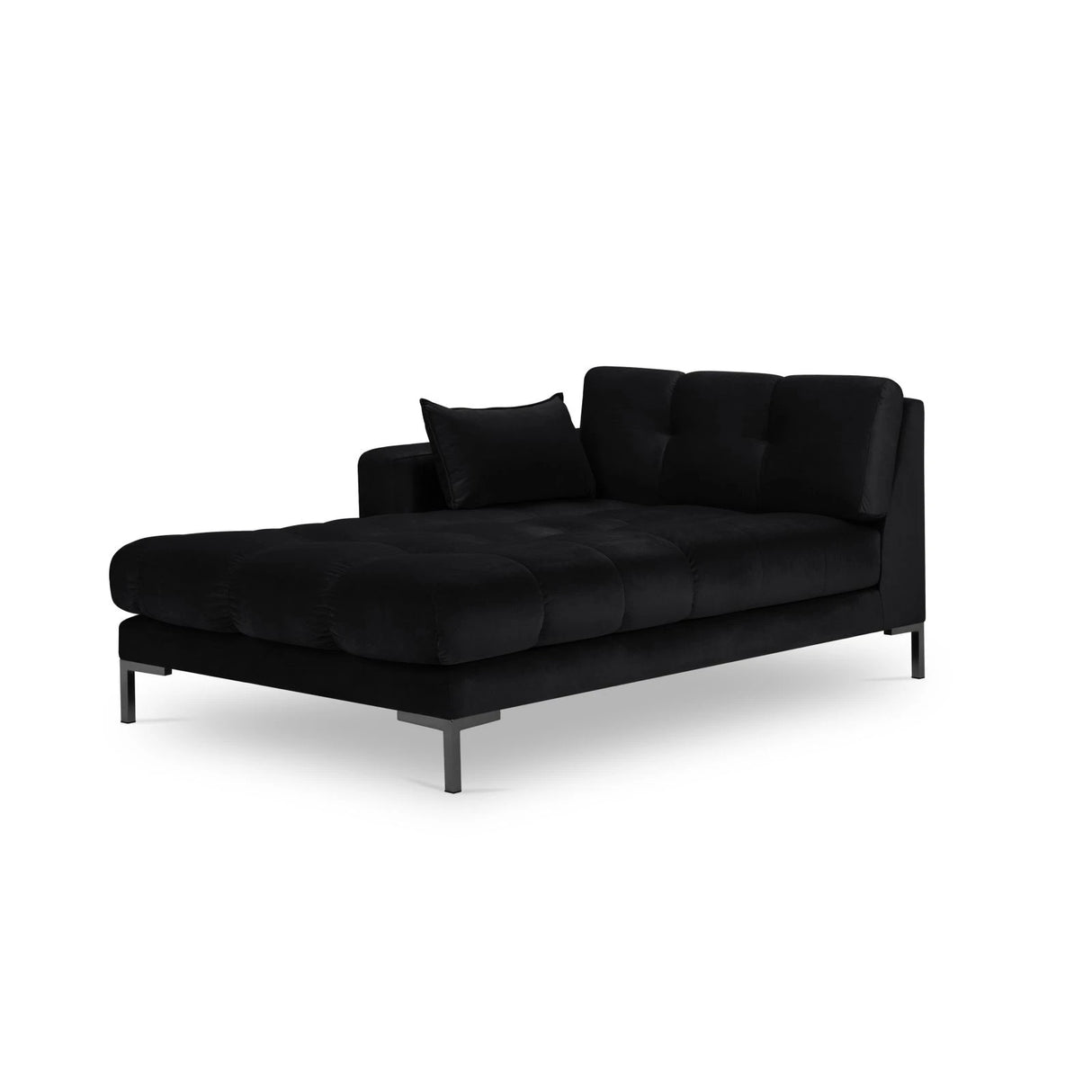 Mamaia 2-Sitzer Chaiselongue Linke Seite, Metallbeine Schwarz, mit Bezug aus Samt (Blu19) in Schwarz, 185x102 cm – Bild 1