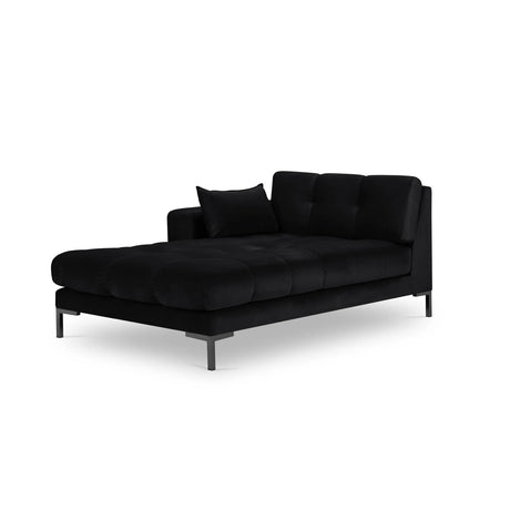 Mamaia 2-Sitzer Chaiselongue Linke Seite, Metallbeine Schwarz, mit Bezug aus Samt (Blu19) in Schwarz, 185x102 cm – Bild 1