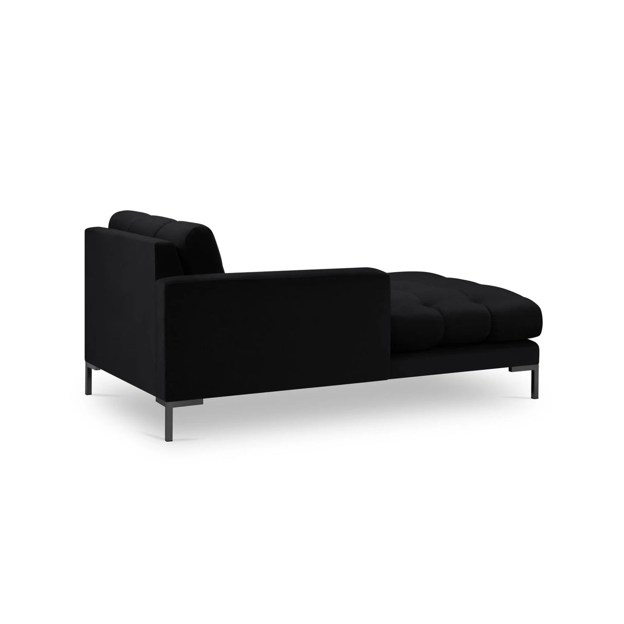 Mamaia 2-Sitzer Chaiselongue Linke Seite, Metallbeine Schwarz, mit Bezug aus Samt (Blu19) in Schwarz, 185x102 cm – Bild 4