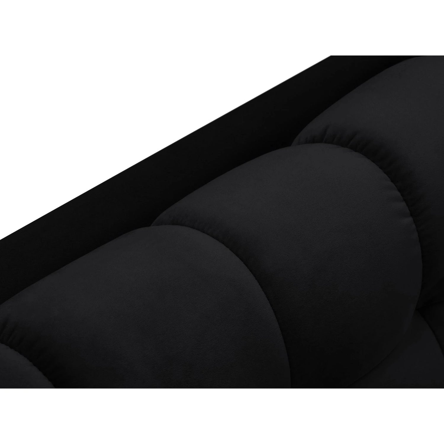Mamaia 2-Sitzer Chaiselongue Linke Seite, Metallbeine Schwarz, mit Bezug aus Samt (Blu19) in Schwarz, 185x102 cm – Bild 6