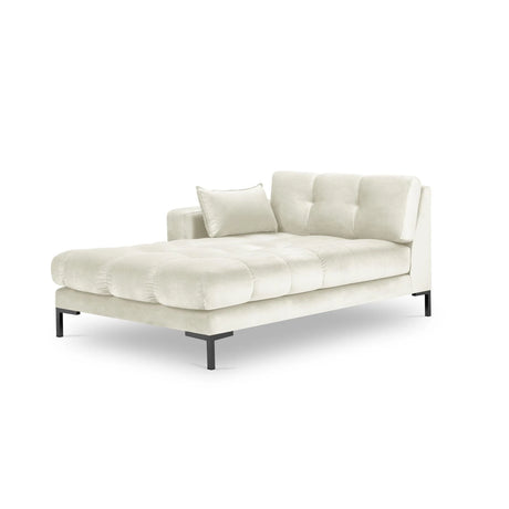 Mamaia 2-Sitzer Chaiselongue Linke Seite, Metallbeine Schwarz, mit Bezug aus Samt (Blu22) in Leichtes Beige, 185x102 cm – Bild 1