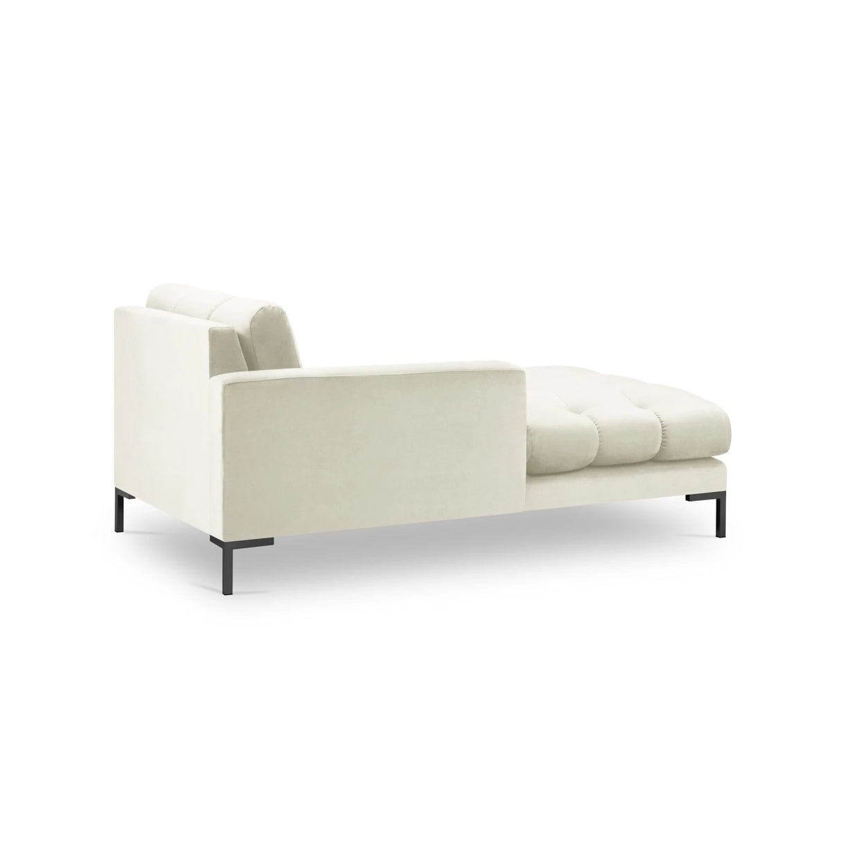 Mamaia 2-Sitzer Chaiselongue Linke Seite, Metallbeine Schwarz, mit Bezug aus Samt (Blu22) in Leichtes Beige, 185x102 cm – Bild 4