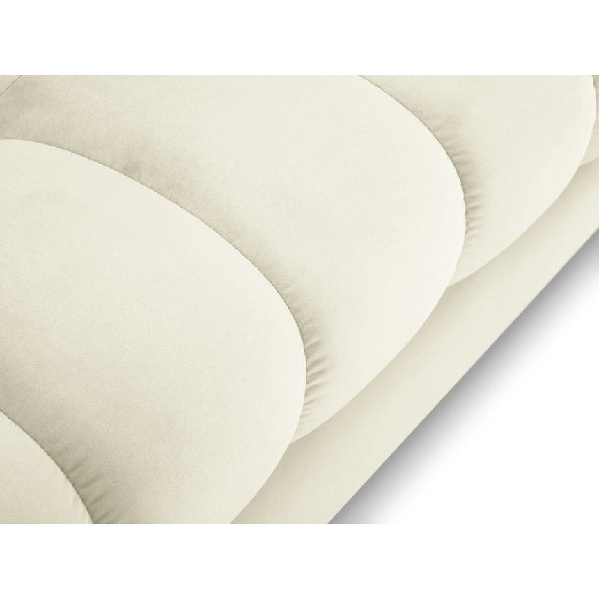 Mamaia 2-Sitzer Chaiselongue Linke Seite, Metallbeine Schwarz, mit Bezug aus Samt (Blu22) in Leichtes Beige, 185x102 cm – Bild 5