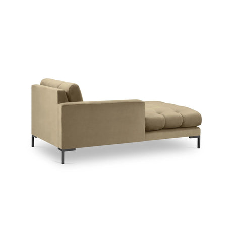Mamaia 2-Sitzer Chaiselongue Linke Seite, Metallbeine Schwarz, mit Bezug aus Samt (Blu28) in Beige, 185x102 cm – Bild 4