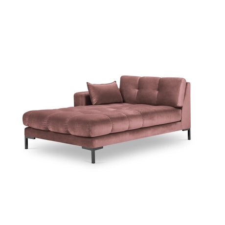 Mamaia 2-Sitzer Chaiselongue Linke Seite, Metallbeine Schwarz, mit Bezug aus Samt (Blu52) in Rosa, 185x102 cm – Bild 1