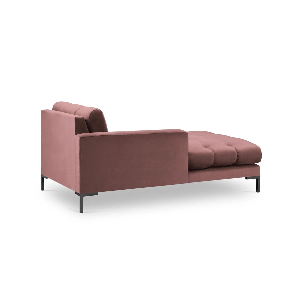 Mamaia 2-Sitzer Chaiselongue Linke Seite, Metallbeine Schwarz, mit Bezug aus Samt (Blu52) in Rosa, 185x102 cm – Bild 4