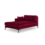 Mamaia 2-Sitzer Chaiselongue Linke Seite, Metallbeine Schwarz, mit Bezug aus Samt (Blu59) in Rot, 185x102 cm – Bild 1