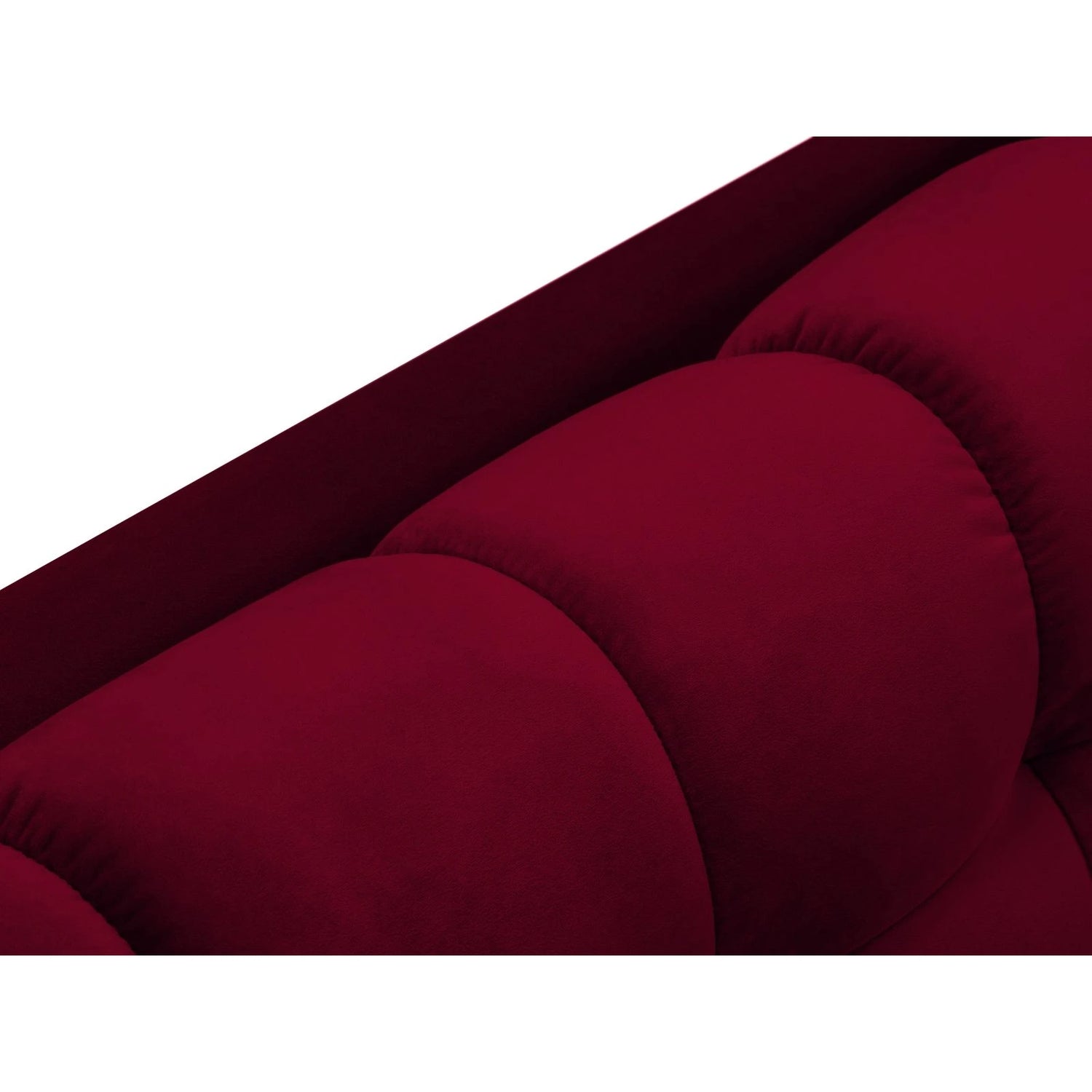 Mamaia 2-Sitzer Chaiselongue Linke Seite, Metallbeine Schwarz, mit Bezug aus Samt (Blu59) in Rot, 185x102 cm – Bild 6