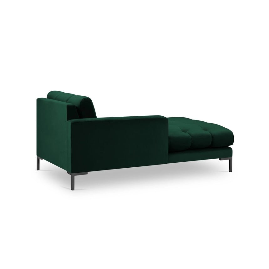 Mamaia 2-Sitzer Chaiselongue Linke Seite, Metallbeine Schwarz, mit Bezug aus Samt (Blu78) in Flaschengrün, 185x102 cm – Bild 4