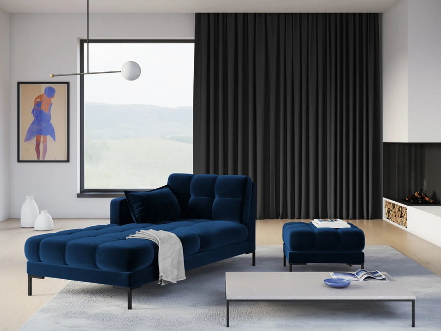 Mamaia 2-Sitzer Chaiselongue Linke Seite, Metallbeine Schwarz, mit Bezug aus Samt (Blu86) in Königsblau, 185x102 cm – Bild 2