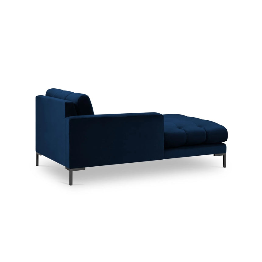 Mamaia 2-Sitzer Chaiselongue Linke Seite, Metallbeine Schwarz, mit Bezug aus Samt (Blu86) in Königsblau, 185x102 cm – Bild 4