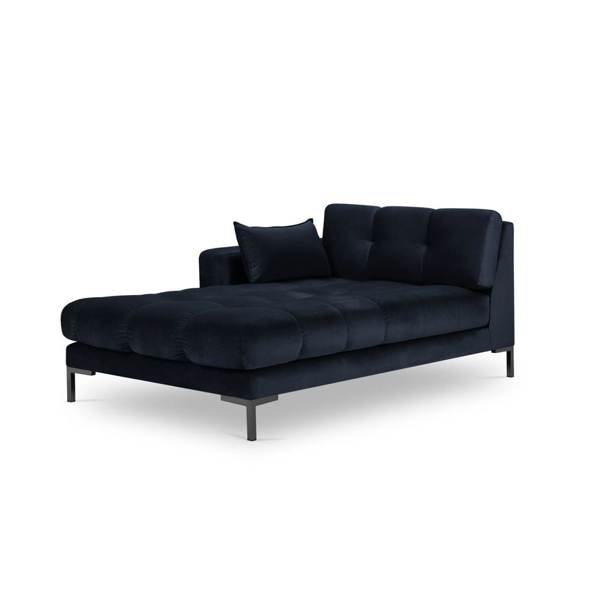 Mamaia 2-Sitzer Chaiselongue Linke Seite, Metallbeine Schwarz, mit Bezug aus Samt (Blu89) in Dunkelblau, 185x102 cm – Bild 1