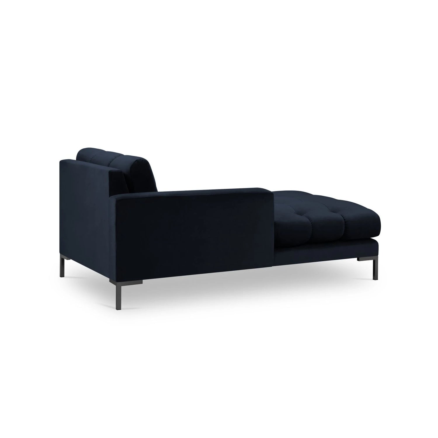 Mamaia 2-Sitzer Chaiselongue Linke Seite, Metallbeine Schwarz, mit Bezug aus Samt (Blu89) in Dunkelblau, 185x102 cm – Bild 4