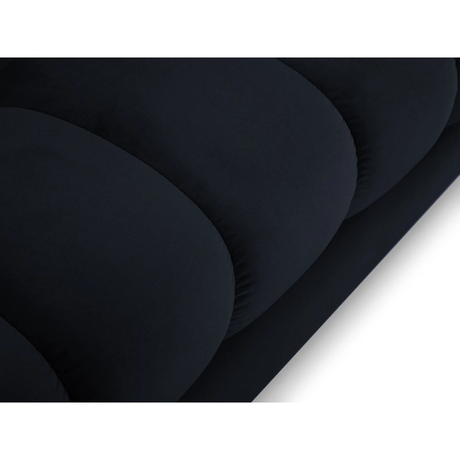 Mamaia 2-Sitzer Chaiselongue Linke Seite, Metallbeine Schwarz, mit Bezug aus Samt (Blu89) in Dunkelblau, 185x102 cm – Bild 5