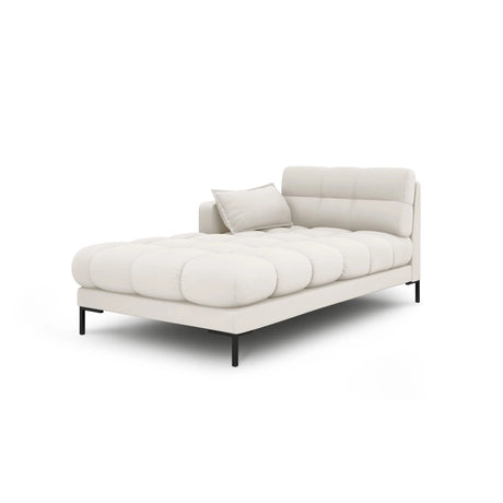 Mamaia 2-Sitzer Chaiselongue Linke Seite, Metallbeine Schwarz, mit Bezug aus Samt oder Strukturstoff, 185x102 cm – Bild 1