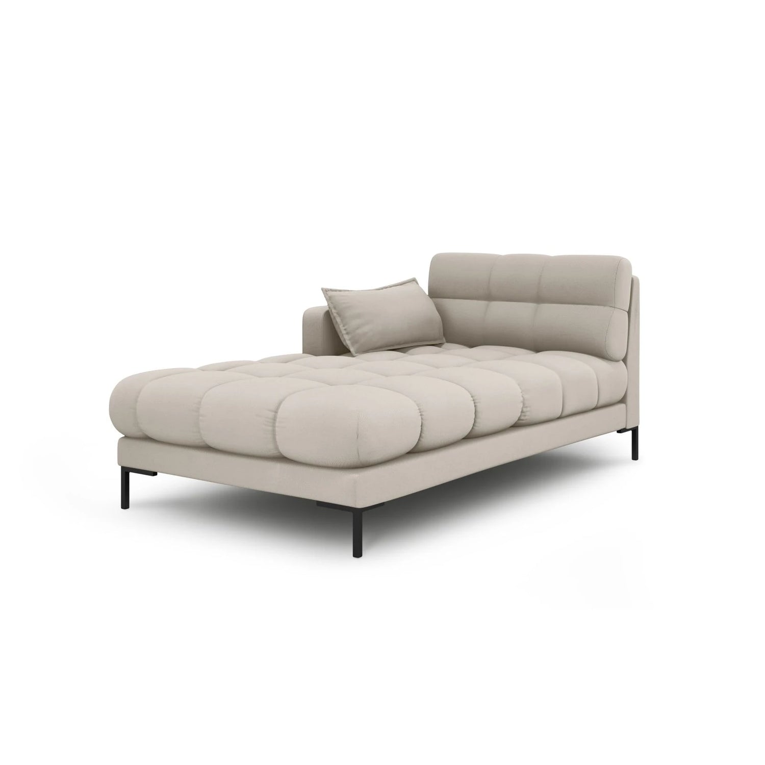 Mamaia 2-Sitzer Chaiselongue Linke Seite, Metallbeine Schwarz, mit Bezug aus Strukturierter Stoff (Nev04) in Beige, 185x102 cm – Bild 1