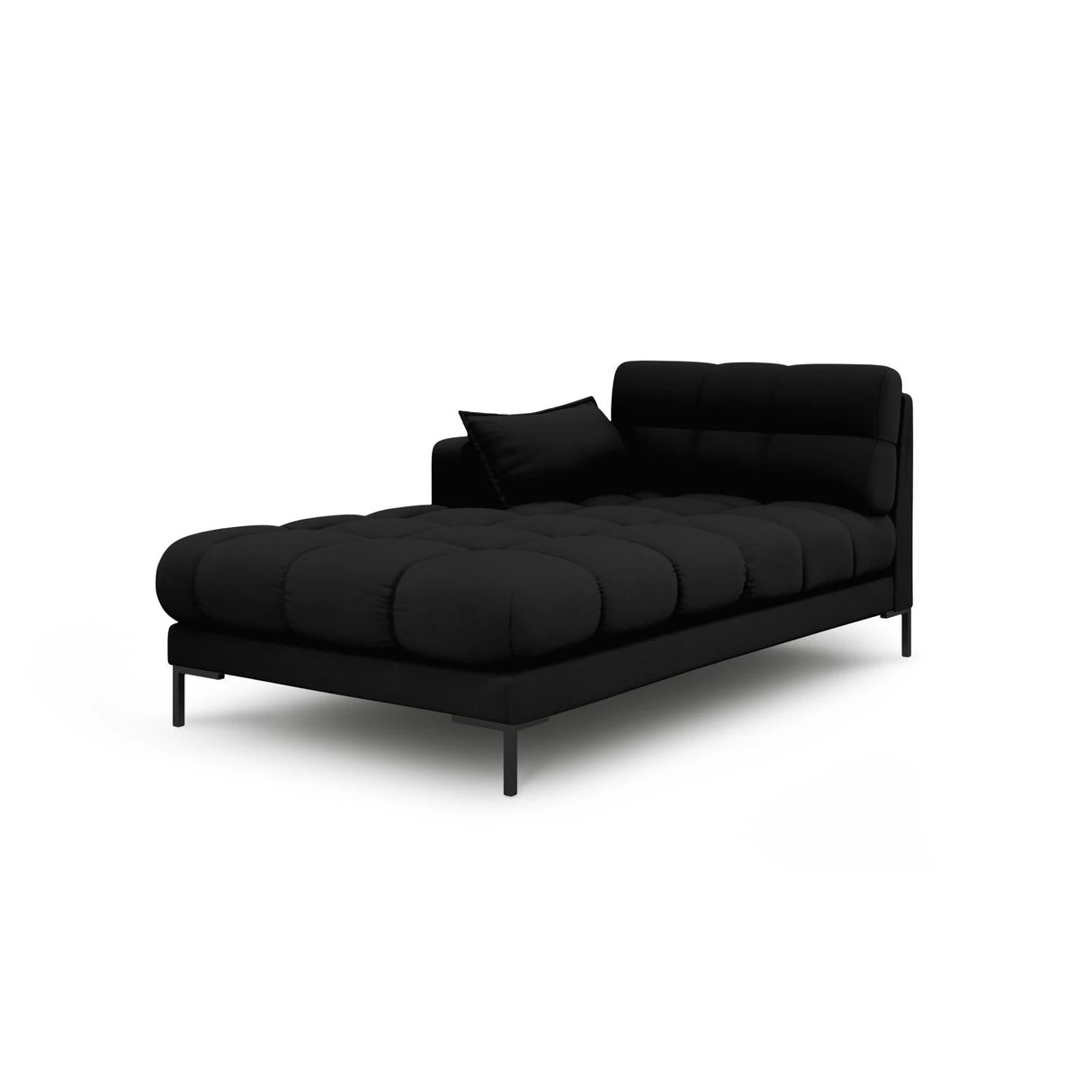 Mamaia 2-Sitzer Chaiselongue Linke Seite, Metallbeine Schwarz, mit Bezug aus Strukturierter Stoff (Nev100) in Schwarz, 185x102 cm – Bild 1