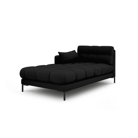 Mamaia 2-Sitzer Chaiselongue Linke Seite, Metallbeine Schwarz, mit Bezug aus Strukturierter Stoff (Nev100) in Schwarz, 185x102 cm – Bild 1